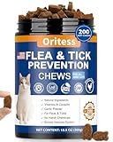 Flea and Tick Prevention for Cats Chewable, 200 Natural Soft Chews,Flea Supplement for Kitten Cat, Skin & Coat Support for Cats All Breeds & Ages - Chicken Flavor