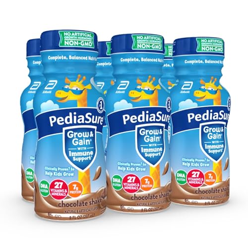 PediaSure Grow & Gain with Immune Support, 27 Vitamins & Minerals for Kids, 7g Protein, Non-GMO, Gluten-Free, Chocolate, 8-fl-oz Bottle, Pack of 6