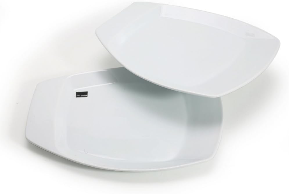 Steel-Function Porcelain Canape Platters Set of 2, White
