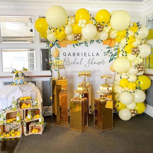 Image of Yellow Balloons Kit, 65Pcs Light yellow Balloon, 12in Pastel Lemon Yellow Latex Balloons for Birthday Wedding Baby Shower Bride Sunflower Theme Party Decoration