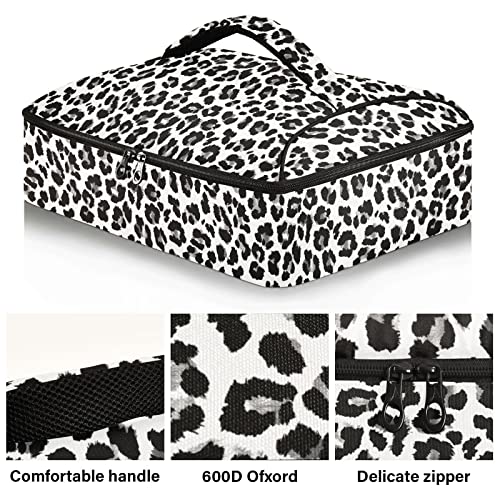 Insulated Casserole Carrier Bag For Hot Or Cold Food Thermal White Leopard Black Cheetah With Dish Storage Potluck Party Picnic #TOP1