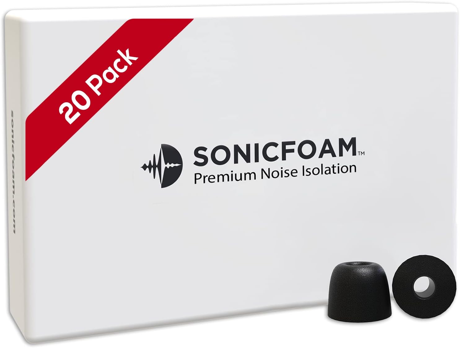 SONICFOAM Memory Foam Earbud Tips 20 pack (SF3 Large, Black) Amazon