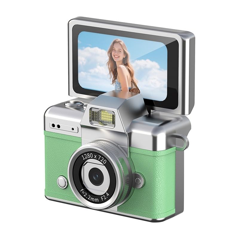 Mini appareil photo numérique rétro 720p avec caméscope de poche et écran 180°