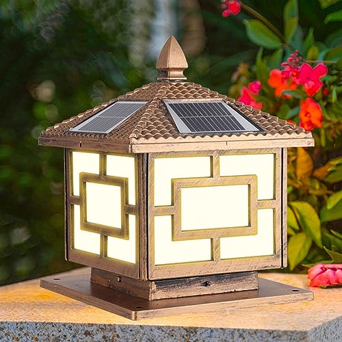 Columna de luz solar E27 impermeable, farola acrílica retro para iluminar la entrada o valla