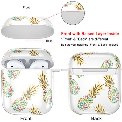 Hamile Compatible with Airpods Case Cover Cute Protective Case for Apple Airpods 2 & 1, Fadeless Pattern Shockproof Hard Case Cover with Portable Keychain for Girls Women Men - Colorful Pineapples