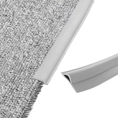 Carpet Edging Trim Strip Self Adhesive, PVC Floor Transition Strip, Carpet to Wood Floor Transition Strip Edge Sealing Moulding Strip for Door Mat Carpet Doorway (Grey (5M))