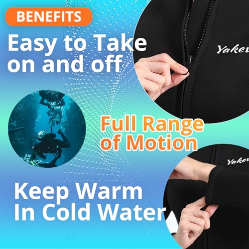 Camiseta para hombre y mujer de neopreno, 3mm, manga larga, con cremallera frontal, para snorkeling, natación, surf, buceo y deportes acuáticos miniatura 4