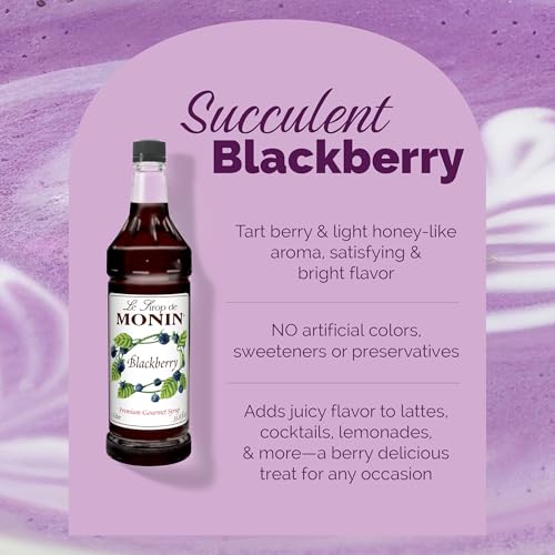 Image of Monin - Blackberry Syrup, Delicious Berry Flavored Syrup, Cocktail Syrup, Authentic Flavor Drink Mix, Simple Syrup for Iced Tea, Lemonade, Cocktails, & More, Clean Label, Gluten-Free (1 Liter)