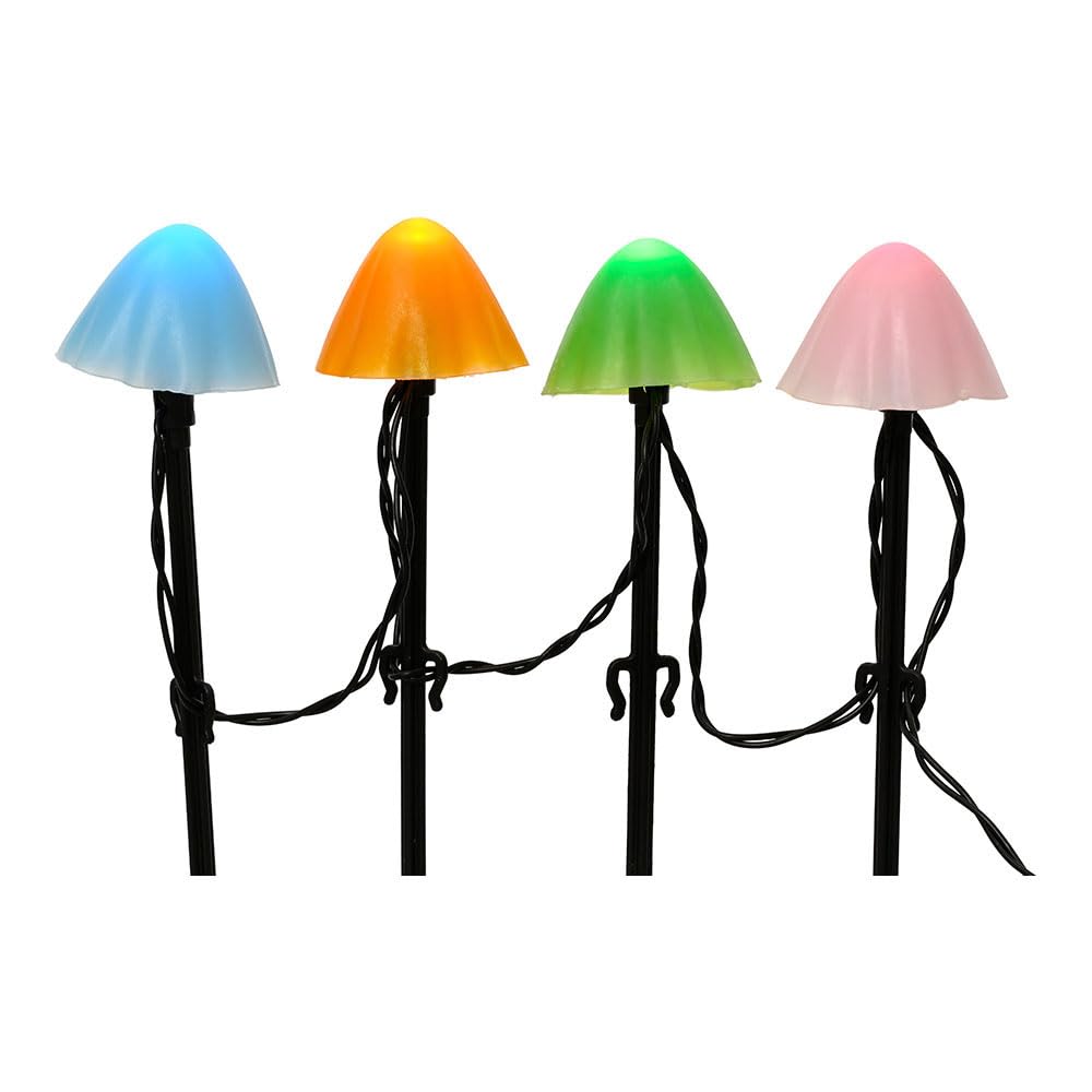 Lumineo 20 Coloured Mushroom Stake Lights Mini Christmas Led Pathway Lights Warm White from B&Q