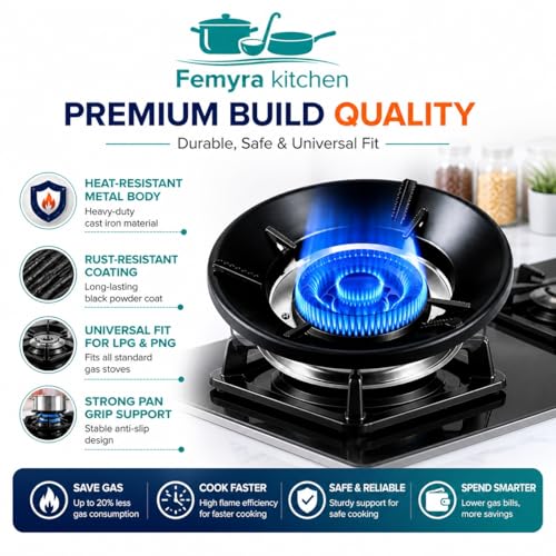 Image of Gas Saver Stand for LPG & PNG | High Efficiency Burner Ring | Save Gas & Cook Faster | Durable Heat Resistant Metal | Universal Gas Stove Accessory