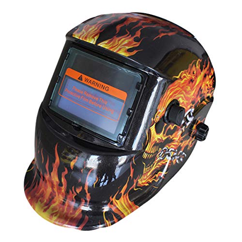 Welding Helmet - MASO Auto Darkening Solar Powered Welding Helmet Welding Masks with View Window Size: 42 × 92 mm + Washable and Adjustable Head Band + Solar-Cell Powered RED Decal