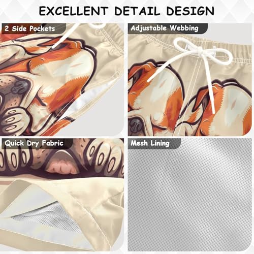Boy Swimming Trunks, Swimwear for Toddler Boys 2t, Bully Bulldog Sleeping Cute Cartoon3