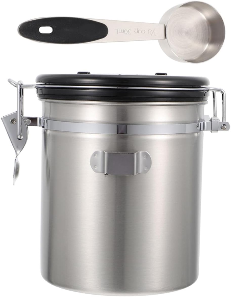 Cat and Dog Food Storage Container with Spoon, 1.8l Stainless Steel Airtight Sealed Jar for Pet Snacks and Grain, Sturdy Kitchen Pantry Organizer for Pet Supplies