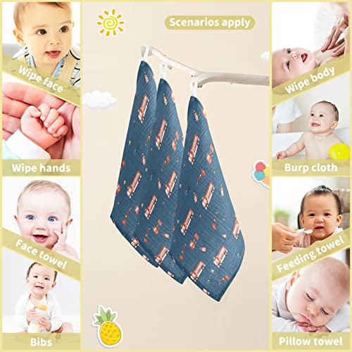 Image of vvfelixl Firefighters Pattern Baby Burp Cloths, Baby Muslin Washcloths for Boys Girls, Cotton Baby Face Towel for Newborn Infants Soft and Absorbent 11.8 X 11.8 in, 5 Pack Blue
