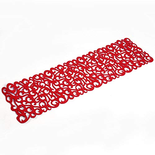 Table Runner, 102 x 29 cm Napperon Rectangulaire, Chemin de Table, Nappe Tapis de Table, Coureur de Table, Nappe en Creux en Feutre ajouré, pour Anniversaires...