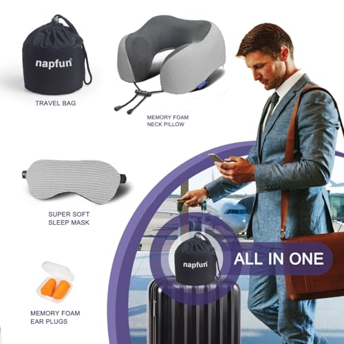 image for napfun Neck Pillow for Traveling, Upgraded Travel Neck Pillow for Airp