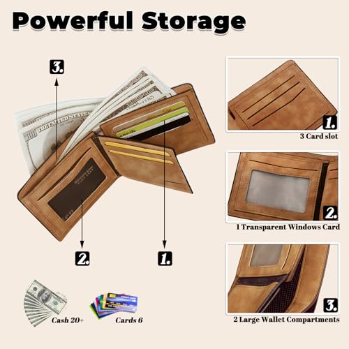 Customized Personalized Wallets for Men,Photo,Name Engraved Leather Wallets,Boyfriend Husband Fathers Day Dad Grandpa Gift (Style 3)4