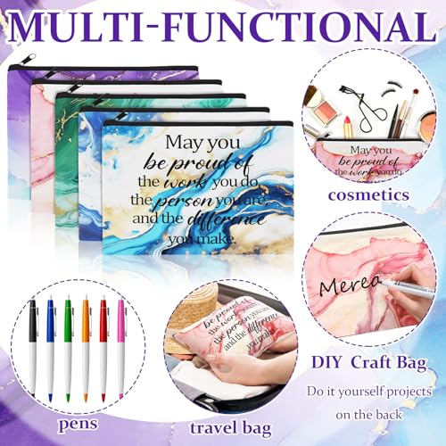 Sieral 20 Pcs Housekeeping Week Gifts Bulk 2025 Inspirational Makeup Bags Marble Cosmetic Bag with Zipper for Housekeeping Appreciation Gifts Thank You Gift3