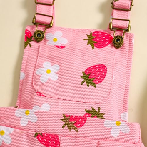 Image of Ayalinggo Toddler Baby Girl Sunflower Print Overalls Shorts with Pocket Suspender Trousers Cute Summer Clothing Outfit