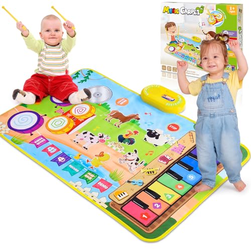 Dromlag Juguetes Niños 1 Año, 3 in 1 Musikmatte De Animales Regalo 1 2 Niños Niña Años, Piano Infantil Juegos Juguetes Montessori Educativos Sensoriales Bebe Regalos Pascua Niño