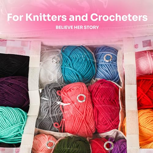 Image of Athena's Elements Knitting & Crochet Organizer Bag - Large Yarn Storage Tote with Padded Interior, Travel-Friendly Craft Project Bag for Knitters and Crocheters