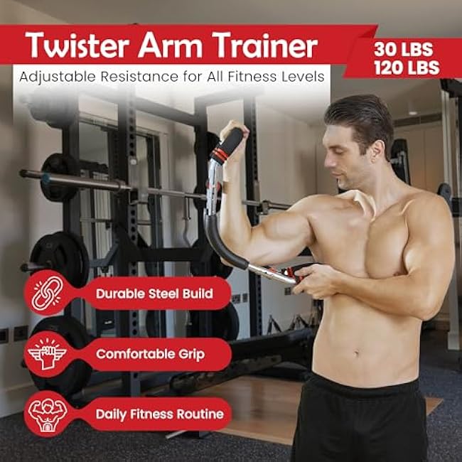 Twister Arm Trainer¨C2 Adjustable Resistance Levels 30-120lb, Arm Trainer for Men & Women with Comfortable Grip, Home Gym Equipment Chest Exerciser for Upper Body Strength, Muscle Building
