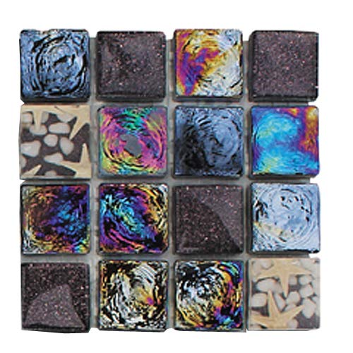 GT005-A-sample Glass Square Mosaic Blend Tile Sheet, Sample, Nightline Wave