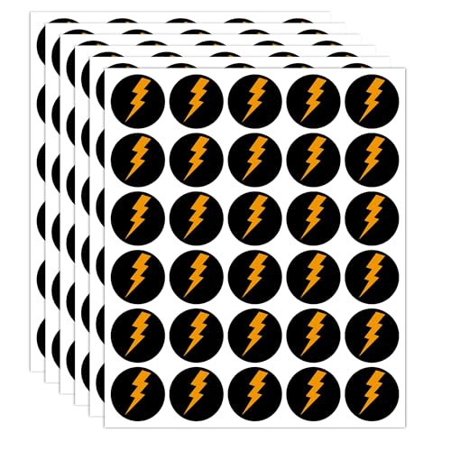 VELATYVIO 900Pcs Lightning Bolt Stickers 1.1 Inch Helmet Stickers Self-Adhesive Baseball Football Softball Helmet Decals for Party Decorations Prize Labels (Black Orange)