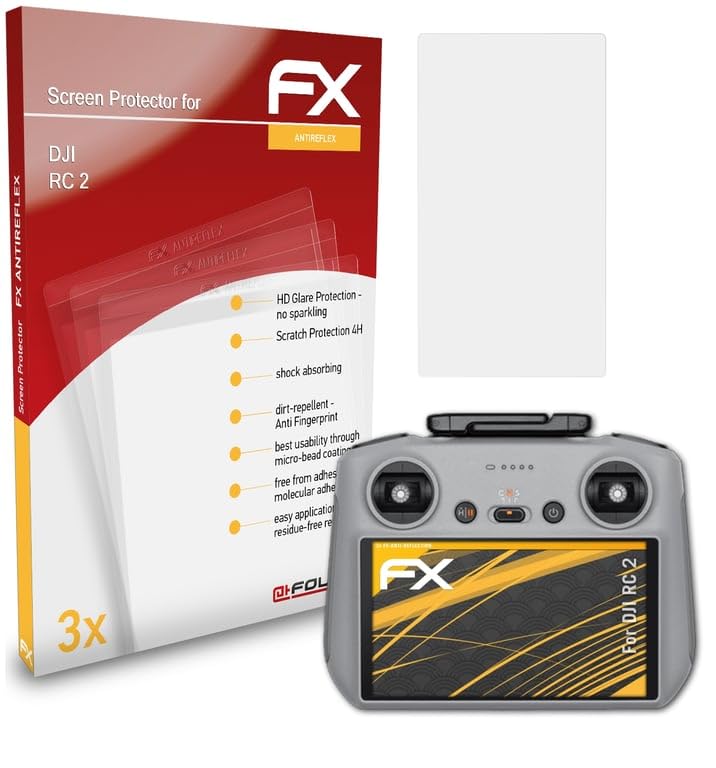 atFoliX Screen Protector compatible with DJI RC 2 Screen Protection Film, anti-reflective and shock-absorbing FX Protector Film (3X)