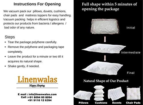 Image of LINENWALAS White Pillows with Pillow Protector, 50 /50 Feather and Goose Down Pillow, Set of 1, Standard Size Pillow (17x27 inch) (70% Feathers - 30% Goose Down)