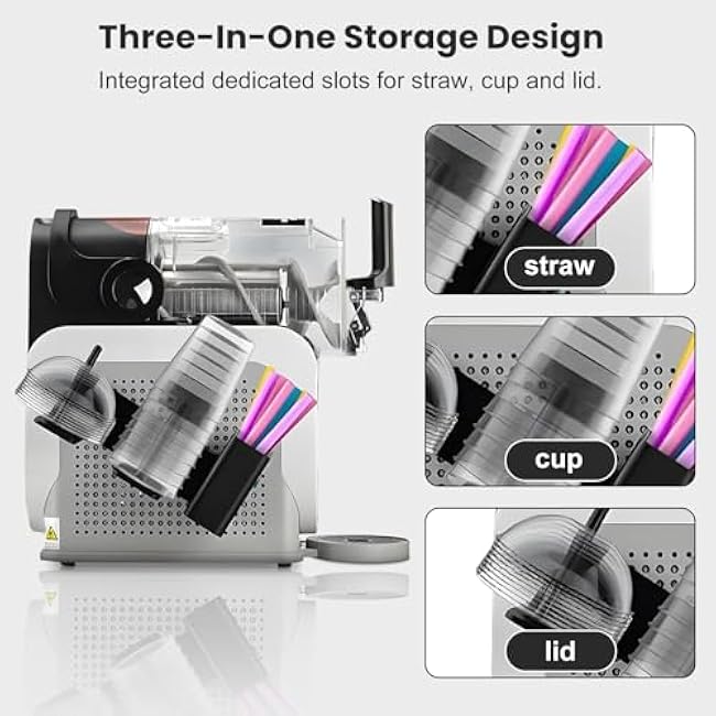 Cup Organizer for Ninja Slush Machine FS301 FS300 3-in-1 Side-Mounted Holder for Cups, Lids, Straws Accessories for Ninja Slushie Machine, Multifunctional Stackable Storage Stand Rack Container