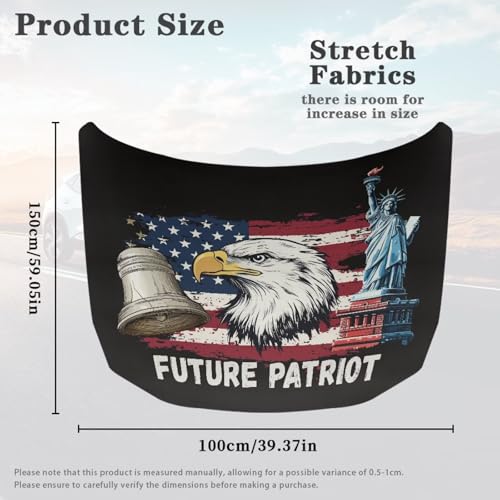 Image of Eagle The Statue of Liberty 250 Years Pattern Car Hood Cover Polyester Car Bonnet Banner Weather-Resistant Can be Washed Auto Hood Protector Vehicles Decorate Accessories