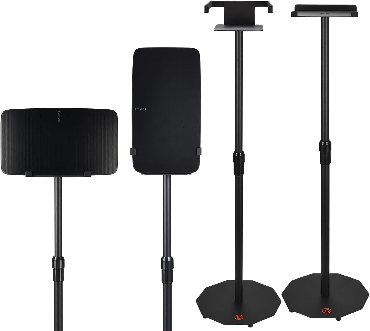 Adjustable Lift Stand Mount case for Sonos Five Portable Party Speaker,Detachable Heavy Base All Metal Construction Speaker Pole Stand (Black)