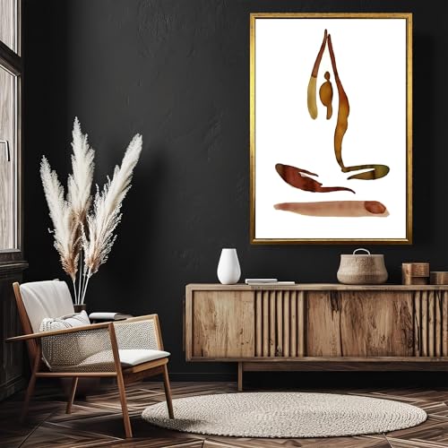 Peinture aquarelle sur toile haut de gamme de yoga avec cadre intérieur