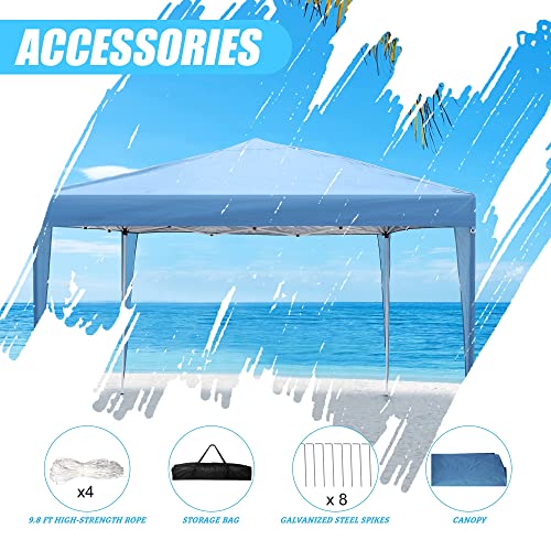 Lonabr 10X10 Pop Up Gazebo Height Adjustable Outdoor Canopy For Patio, Backyard Tent Canopy, Blue #TOP2
