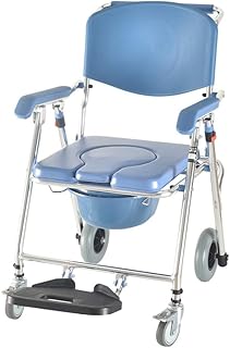 Tollmllom Taburete portátil para Ducha de baño Transporte de Ruedas de Tres-en-uno de la aleación de Aluminio de baño Silla de Ducha de Ancianos cabecera WC para Taburete de baño para Ancianos