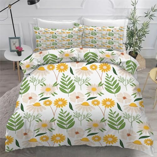 Housse de couette 200x200 feuille avec ses 2 taies d'oreiller en microfibre douce