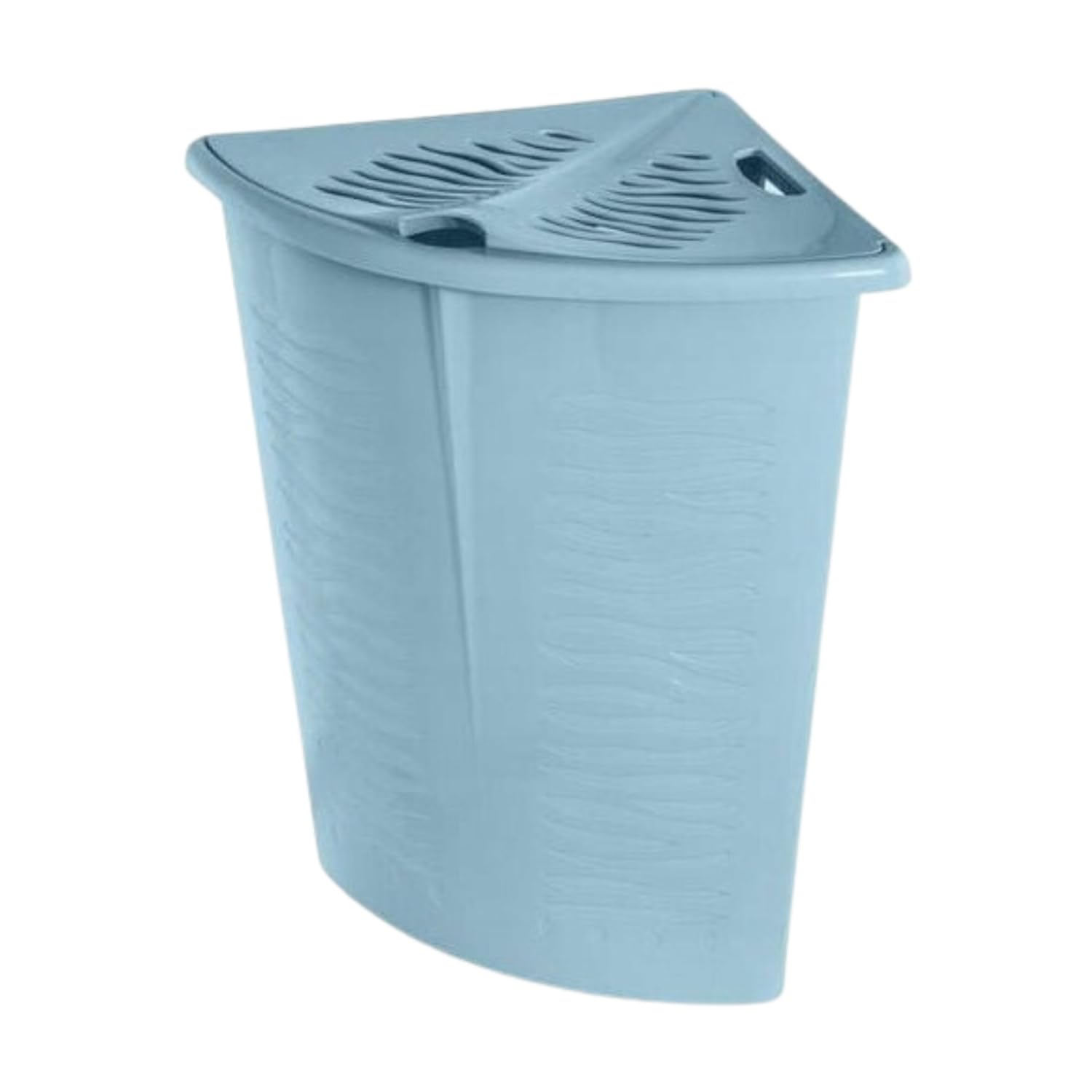 B2c Blue Corner Laundry Basket Lid 45L Linen Wash Storage Hamper Dirty Clothes Bin Triangular Design (Blue)