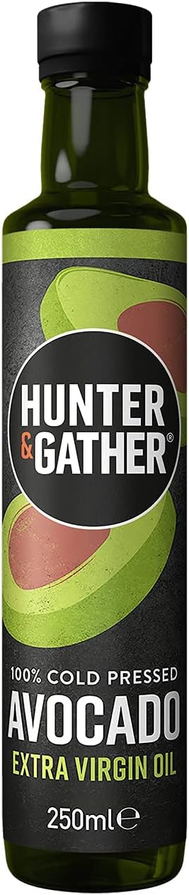 Hunter & Gather Extra Virgin Avocado Oil - 250ml | Cold Pressed, Unrefined and Bottled in UK | 100% Natural Avocado Cooking Oil | Versatile for Cooking, Drizzling and Dipping