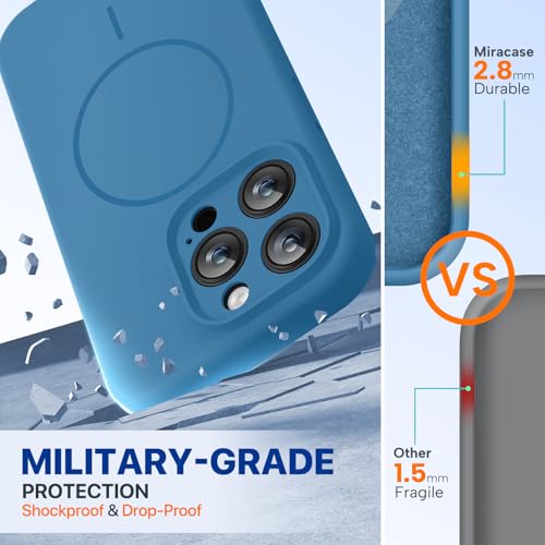 Image of Miracase Magnetic for iPhone 15 Pro Max Case, [Soft Anti-Scratch Microfiber Lining], Compatible with MagSafe, Liquid Silicone Case Shockproof Drop Protection Phone Case for 15 ProMax, Capri Blue