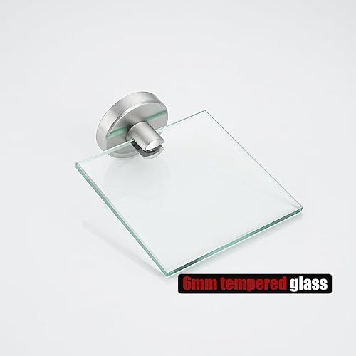 Miniatura 8 de JQK Pequeños estantes flotantes de vidrio cepillado, repisas de exhibición de 4 pulgadas para pared, mini decoración, sala de estar, dormitorio,