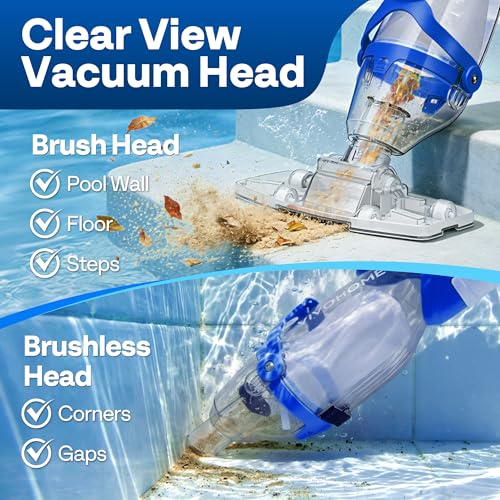 Image of VIVOHOME 19.5GPM Handheld Pool Vacuum 75min Runtime 2.6L Filter | Powerful 40W Motor Suction Cordless Cleaner, Adjustable 8.2FT Pole for Above Ground & In-Ground Pools