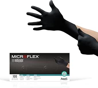 MICROFLEX MidKnight MK-296 Disposable Nitrile Gloves for Mechanics, Auto, Cleaning, Tattoos