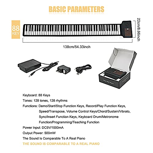 JTYX Roll Up Piano 88 Touches avec Haut-Parleur numérique Bluetooth Piano Clavier Portable électronique Hand Roll Piano Rechargeable Pliant Piano Enfants Jouets Instrument de Musique - Les Beatles, Paul McCartney, John Lennon, RIngo Starr, George Harrison JTYX Roll Up Piano 88 Touches avec Haut-Parleur numérique Bluetooth Piano Clavier Portable électronique Hand Roll Piano Rechargeable Pliant Piano Enfants Jouets Instrument de Musique – Image 8