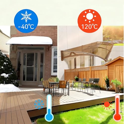 Auvent de porte d'entrée en polycarbonate avec support aluminium et évier