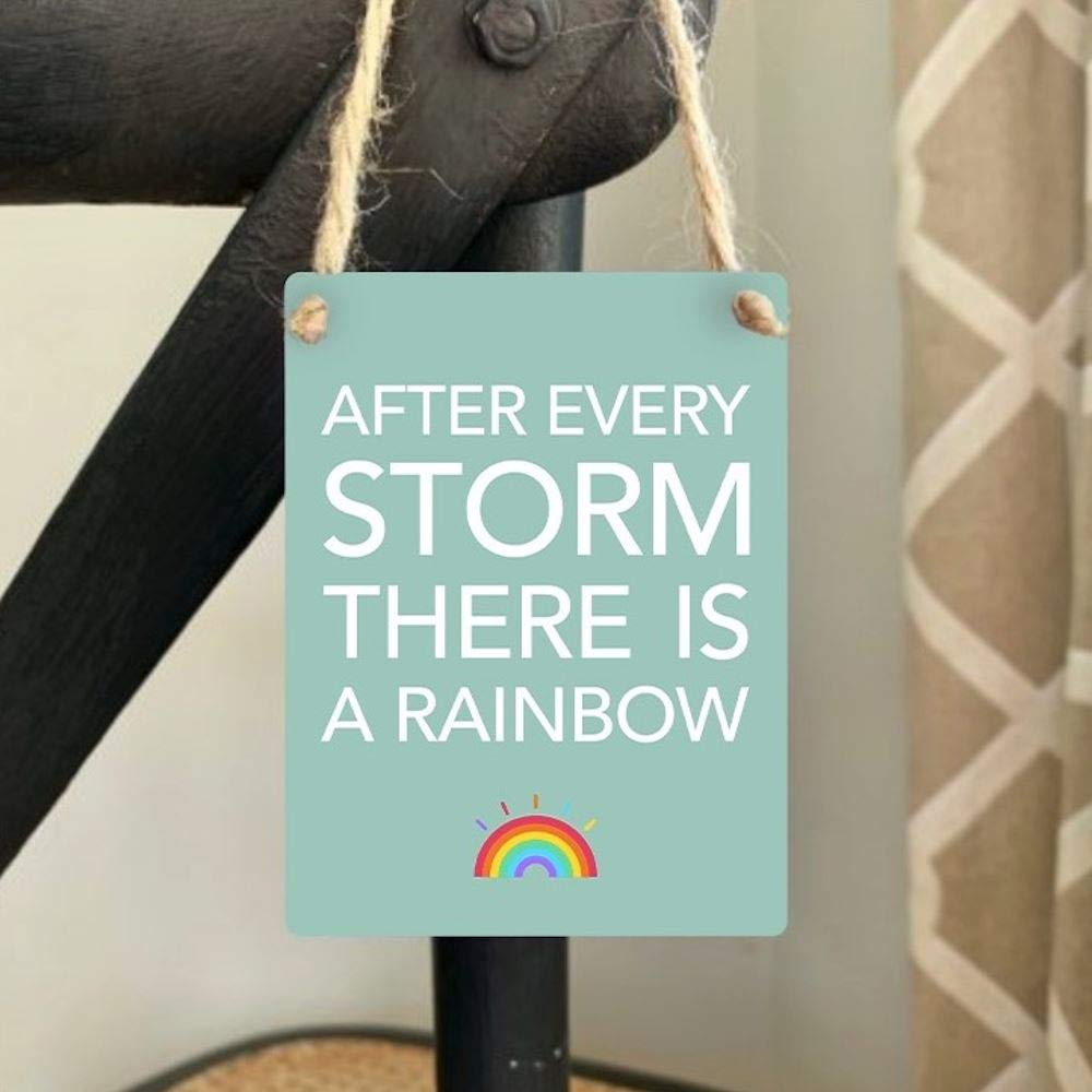 Gainsborough Giftware Mini Retro Hanging Metal Sign 'After Every Storm There Is A Rainbow' Sentimental Words Sign Gift, Thinking Of You Gift