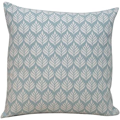 Linen Loft Duck Egg Blue Leaf Cushion Cover Cover