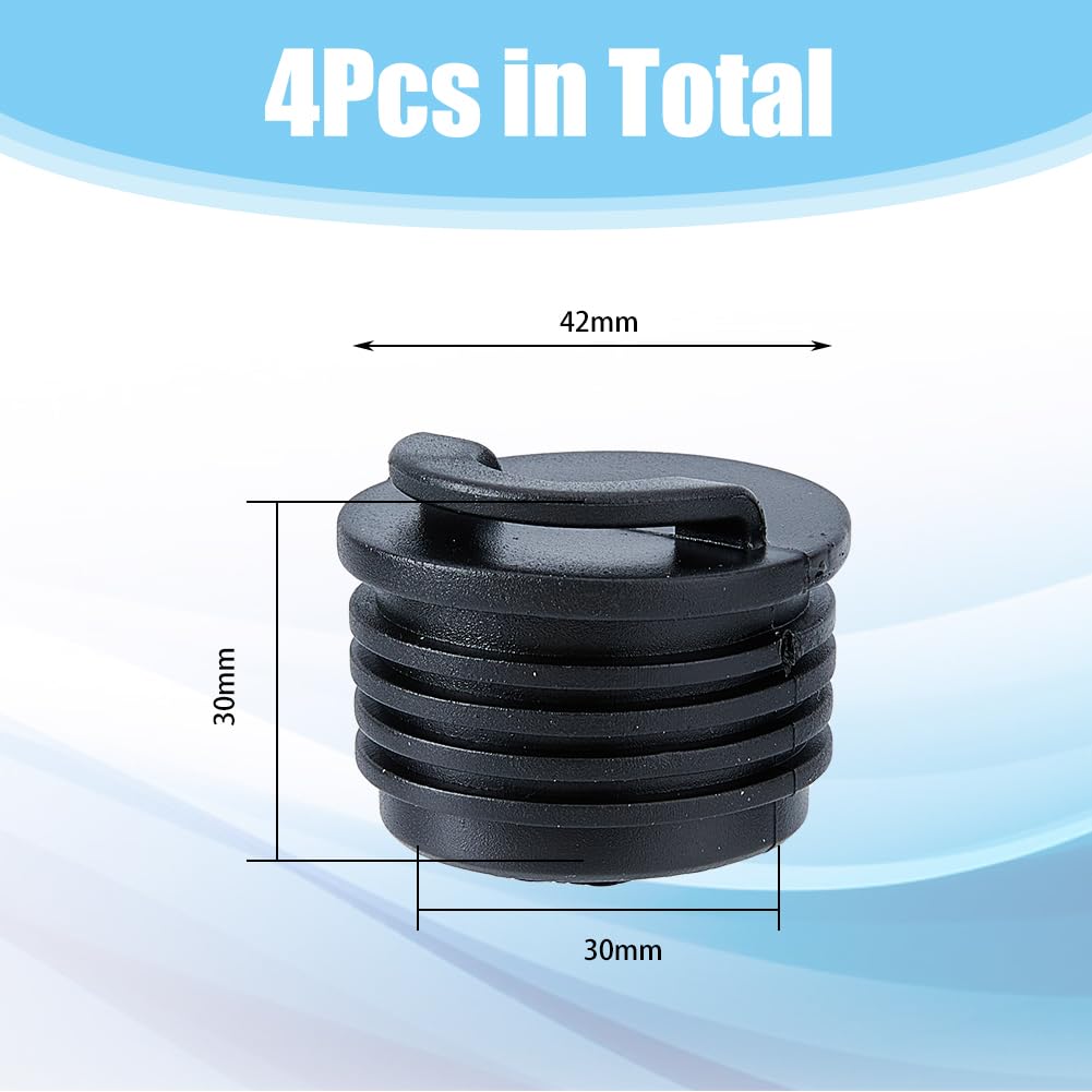 DICOSMETIC 4Pcs Kayak Scupper Plug Push-in Boats Scuppers Rubber Drain Hole Stopper Black Kayak Hole Seal Boat Drain Plug Stopper for Boat Prevent Water