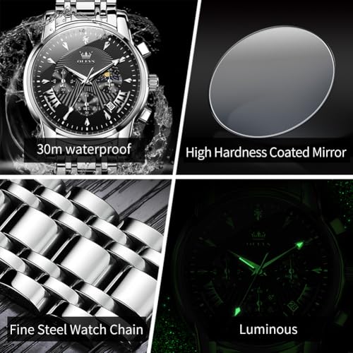 Image of OLEVS Watch for Men Original Chronograph Analog Quartz Waterproof Watch Luxury Premium Businesse Diamond Mens Dress Watches
