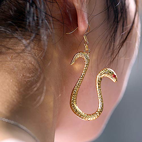 One Pair of Boa Hancock Pirate Empress Gold Snake Cosplay Earrings4
